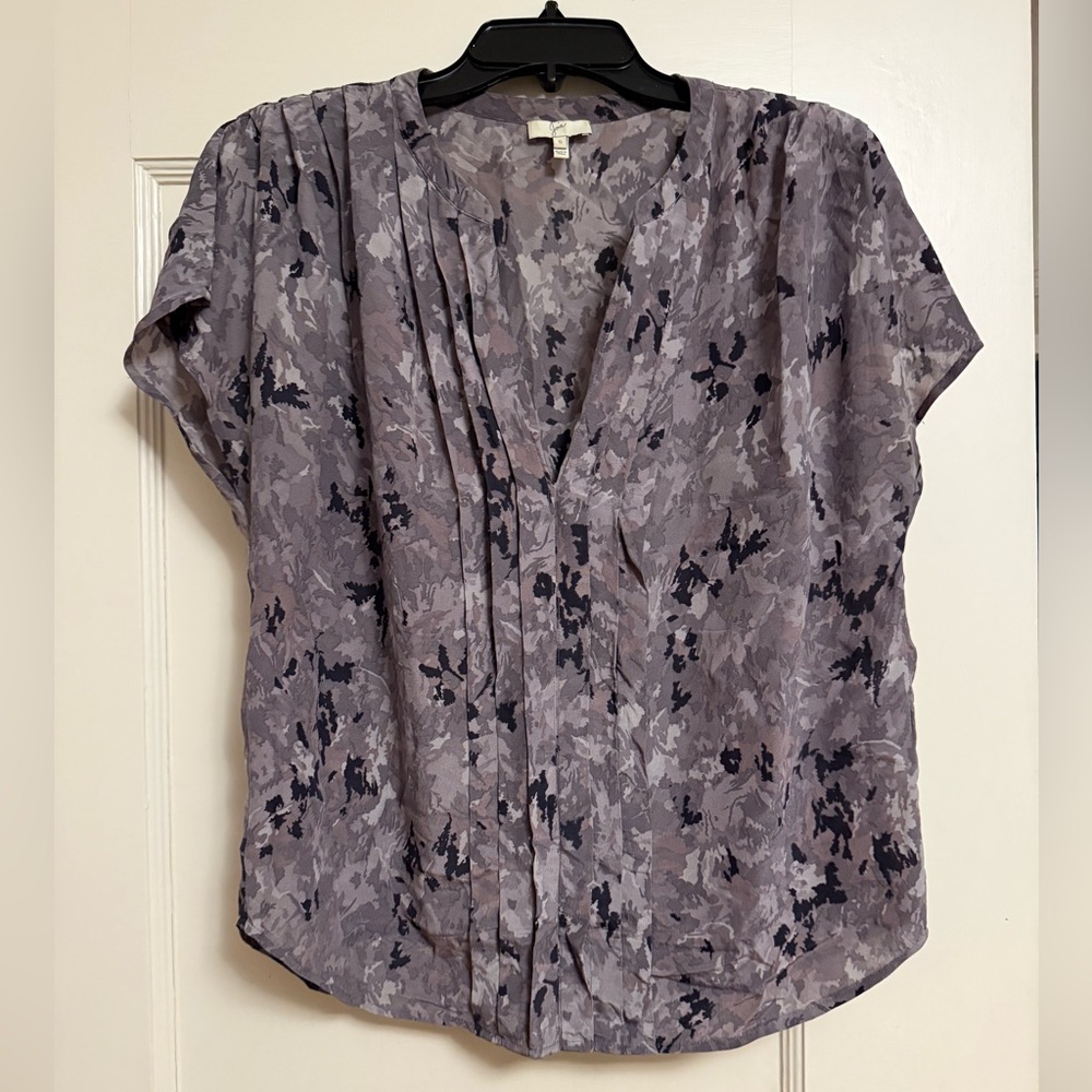 Joie Silk Grey S Small Camouflage Short Sleeve Shirt